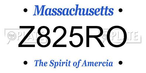 Z825RO Massachusetts License Plate