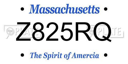 Z825RQ Massachusetts License Plate