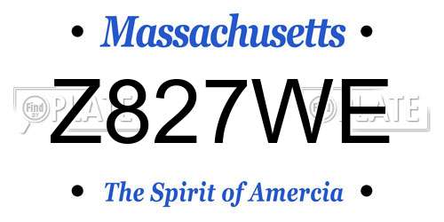 Z827WE Massachusetts License Plate