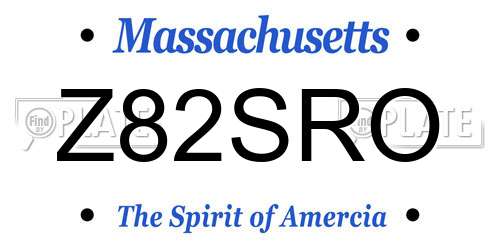 Z82SRO Massachusetts License Plate