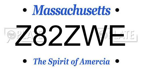 Z82ZWE Massachusetts License Plate