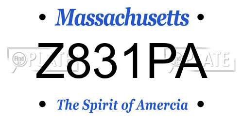 Z831PA Massachusetts License Plate