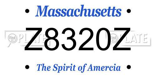 Z8320Z Massachusetts License Plate