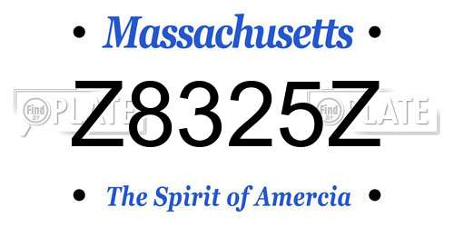 Z8325Z Massachusetts License Plate