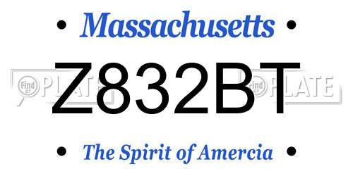 Z832BT Massachusetts License Plate