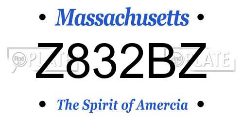 Z832BZ Massachusetts License Plate