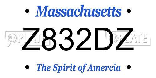 Z832DZ Massachusetts License Plate