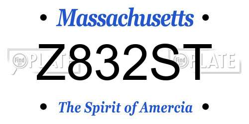 Z832ST Massachusetts License Plate
