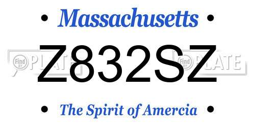 Z832SZ Massachusetts License Plate