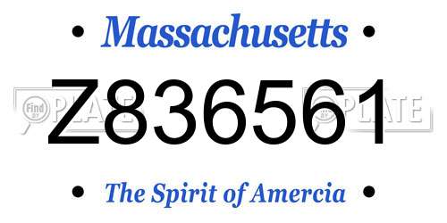 Z836561 Massachusetts License Plate