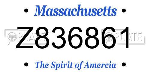 Z836861 Massachusetts License Plate
