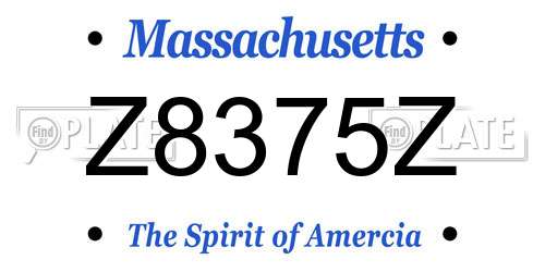 Z8375Z Massachusetts License Plate