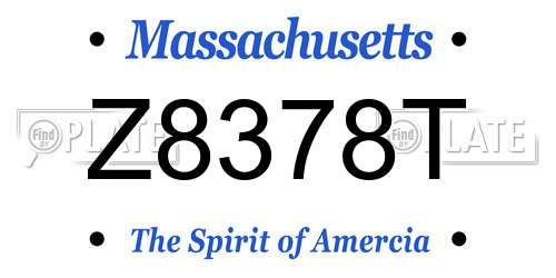 Z8378T Massachusetts License Plate