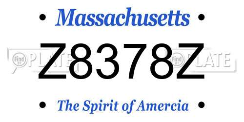 Z8378Z Massachusetts License Plate