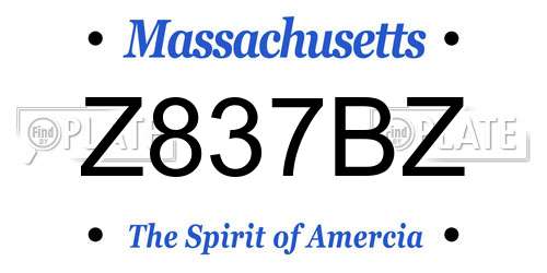 Z837BZ Massachusetts License Plate