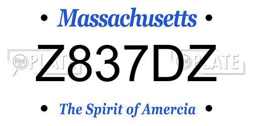 Z837DZ Massachusetts License Plate