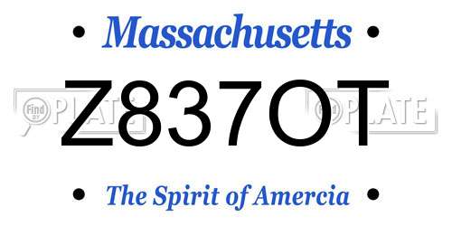 Z837OT Massachusetts License Plate