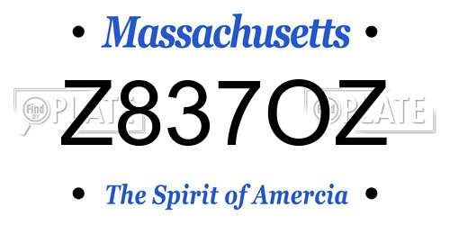 Z837OZ Massachusetts License Plate