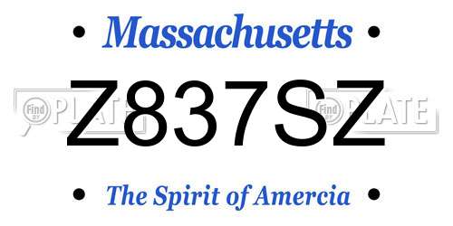 Z837SZ Massachusetts License Plate