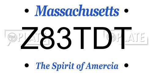 Z83TDT Massachusetts License Plate