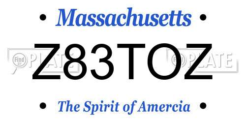 Z83TOZ Massachusetts License Plate