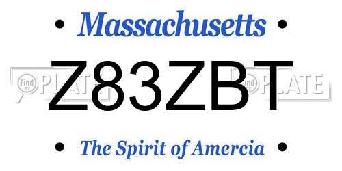 Z83ZBT Massachusetts License Plate