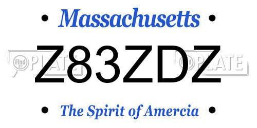 Z83ZDZ Massachusetts License Plate