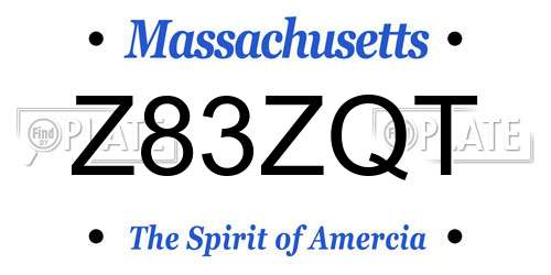 Z83ZQT Massachusetts License Plate