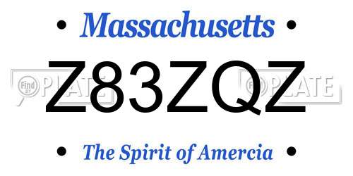 Z83ZQZ Massachusetts License Plate