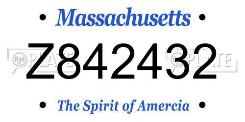 Z842432 Massachusetts License Plate