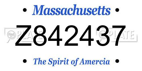 Z842437 Massachusetts License Plate
