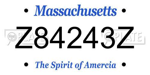 Z84243Z Massachusetts License Plate