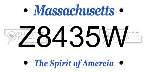 Z8435W Massachusetts License Plate