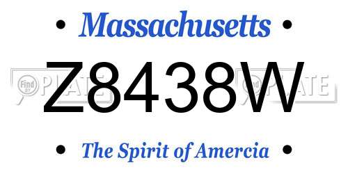 Z8438W Massachusetts License Plate