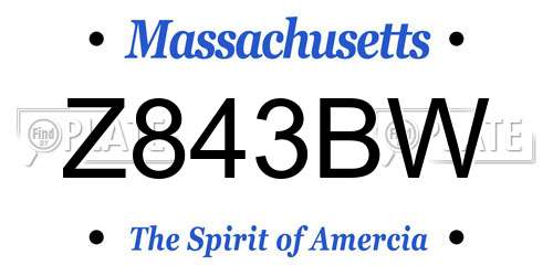 Z843BW Massachusetts License Plate