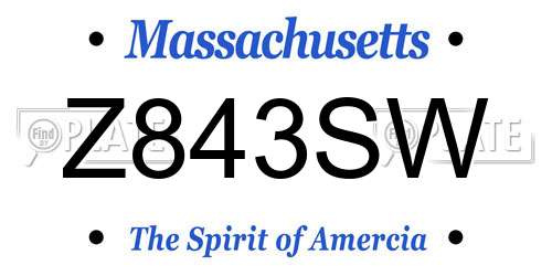 Z843SW Massachusetts License Plate