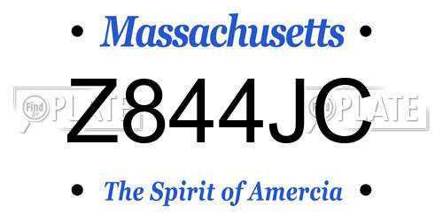Z844JC Massachusetts License Plate