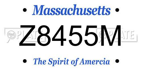 Z8455M Massachusetts License Plate