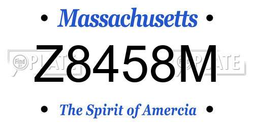 Z8458M Massachusetts License Plate