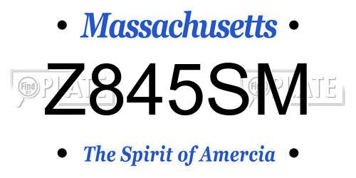 Z845SM Massachusetts License Plate