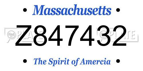 Z847432 Massachusetts License Plate
