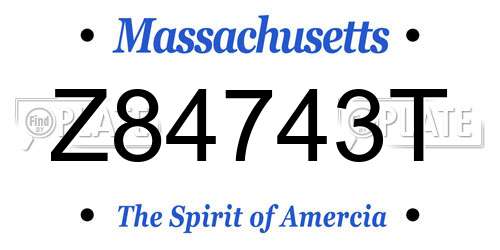 Z84743T Massachusetts License Plate