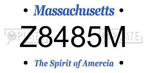 Z8485M Massachusetts License Plate