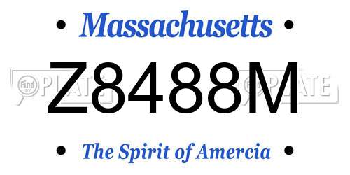 Z8488M Massachusetts License Plate