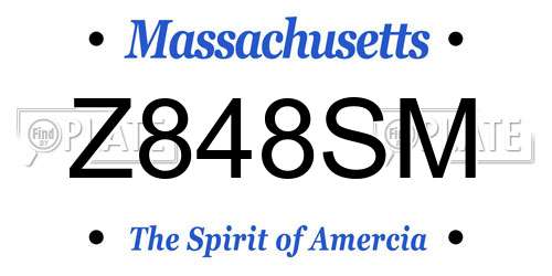 Z848SM Massachusetts License Plate