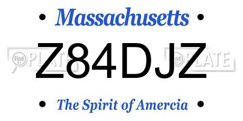 Z84DJZ Massachusetts License Plate