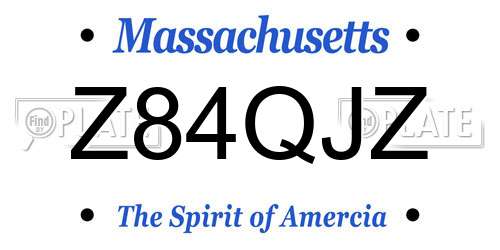 Z84QJZ Massachusetts License Plate