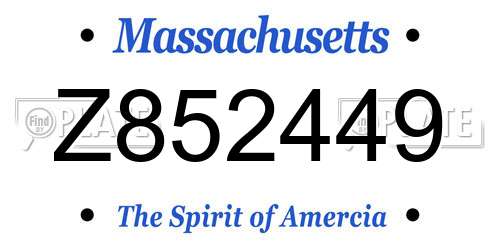 Z852449 Massachusetts License Plate