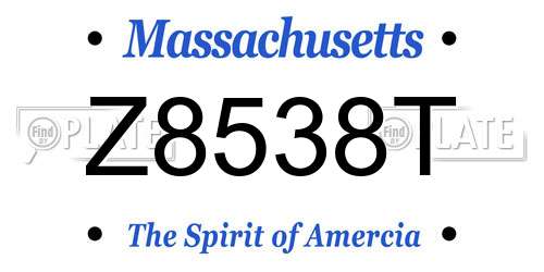Z8538T Massachusetts License Plate