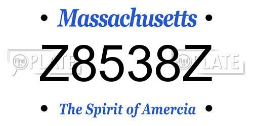 Z8538Z Massachusetts License Plate